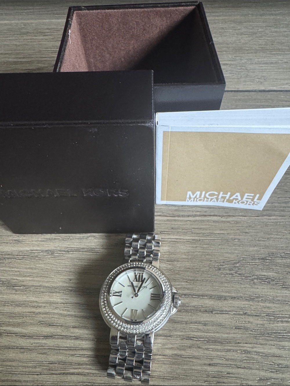 Michael Kors Silver-Tone Crystal Bezel Women's Watch